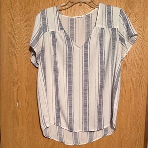 Lush Blue and White Striped Blouse